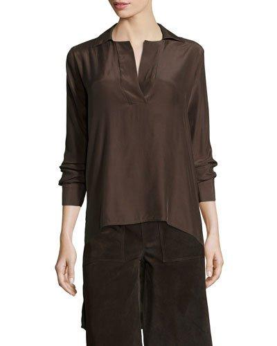 Le High-low Popover Tunic, Coffee Bean