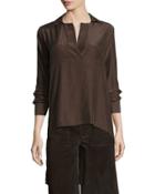 Le High-low Popover Tunic, Coffee Bean