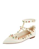 Rolling Rockstud Caged Ballet Flats