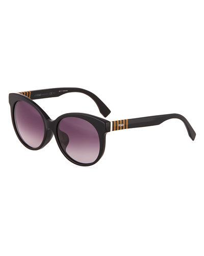 Modified Oval Acetate Sunglasses, Black/brown/red