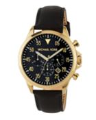 Gage 45mm Chronograph Watch W/ Leather, Black/gold