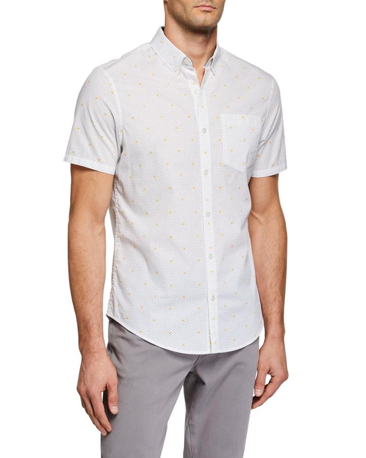 Men's Short-sleeve Polka Dot Lemon Oxford