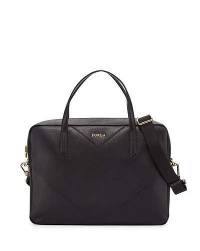 Calypso Leather Satchel Bag, Onyx