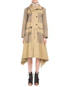 Zip-front Mid-calf Parka Coat W/ Nylon Patch Pockets