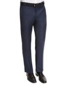 Flat-front Wool Trousers, Navy