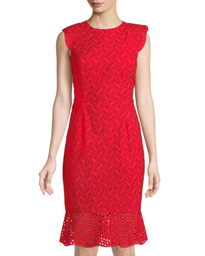 Harlow Sleeveless Embroidered Eyelet Cocktail Dress