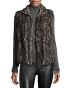 Sleeveless Fur Vest With Drawstring Waist, Brown/multi