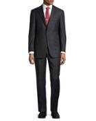 Lindsey Mini-check Two-piece Suit, Charcoal Gray
