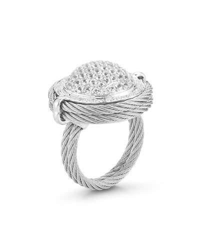 18k Domed Diamond & Sapphire Cable Ring,