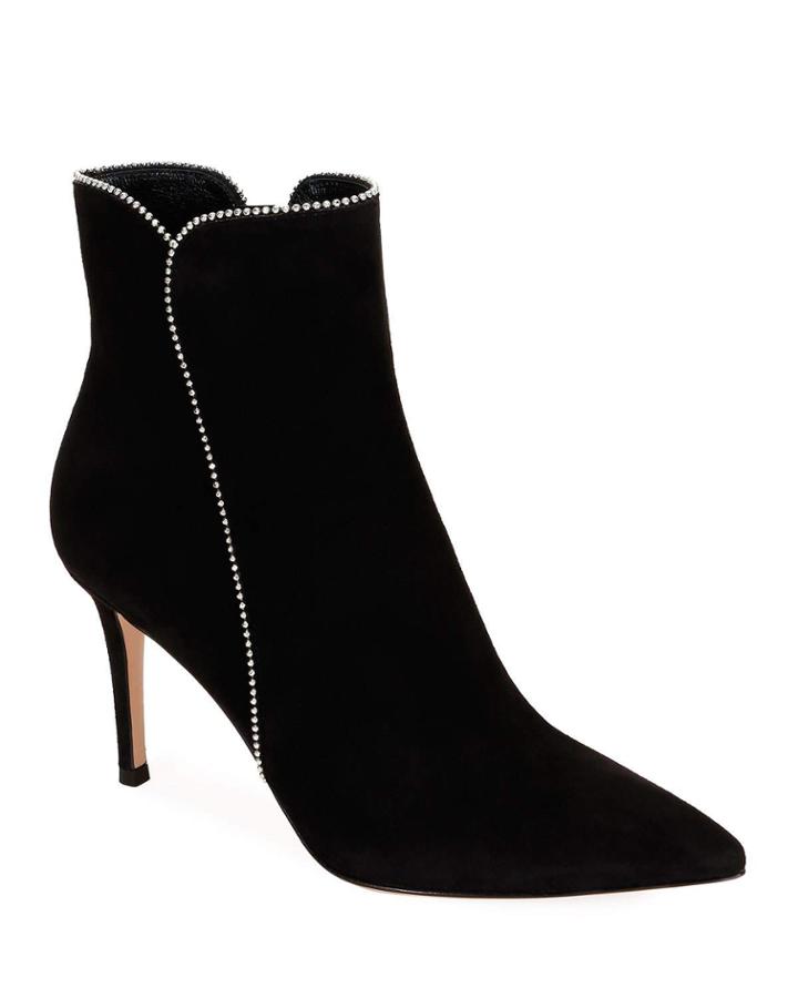 Beaded Suede Ankle Booties