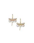 18k Vermeil Pave Crystal Pearly Bar Drop Earrings