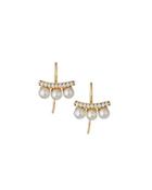 18k Vermeil Pave Crystal Pearly Bar Drop Earrings