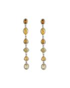 18k Fancy-cut Yellow & White Diamond Dangle Earrings,
