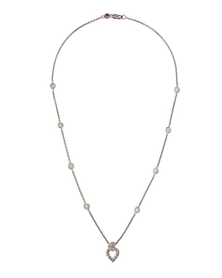 18k White Gold Diamond Heart Pendant Necklace