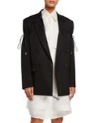 Wool Gabardine Tie-shoulder Blazer Jacket