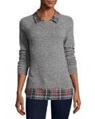 Cashmere Zaan Twofer Sweater, Gray/deep