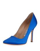 Satin Pointed-toe Pump, Blue