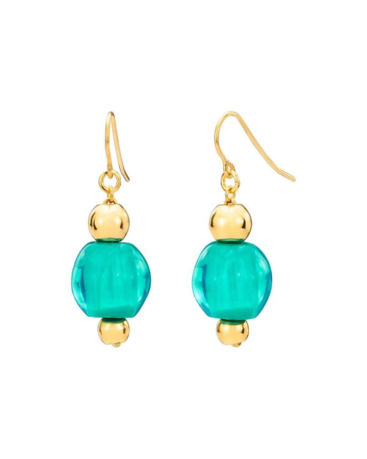 Mini Bead-drop Earrings, Teal