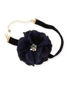 Statement Flower & Ribbon Choker Necklace, Black