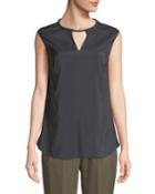 Sleeveless Silk-blend Bead-neck Blouse