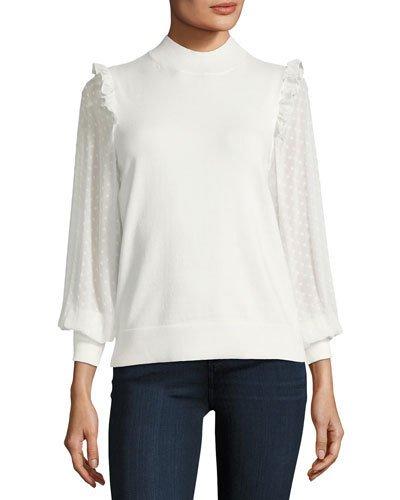 Ruffle-shoulder Swiss Dot