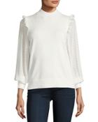 Ruffle-shoulder Swiss Dot