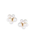 Golden Simulated Pearl Cluster Earrings