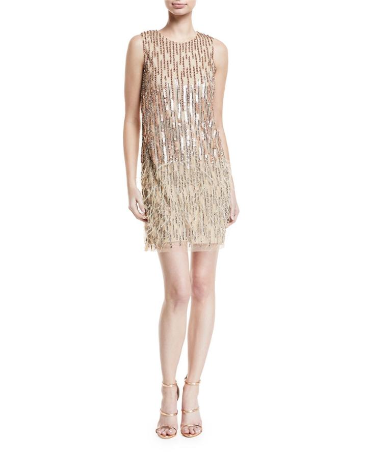 Allegra Embellished Fringe Mini Cocktail Dress