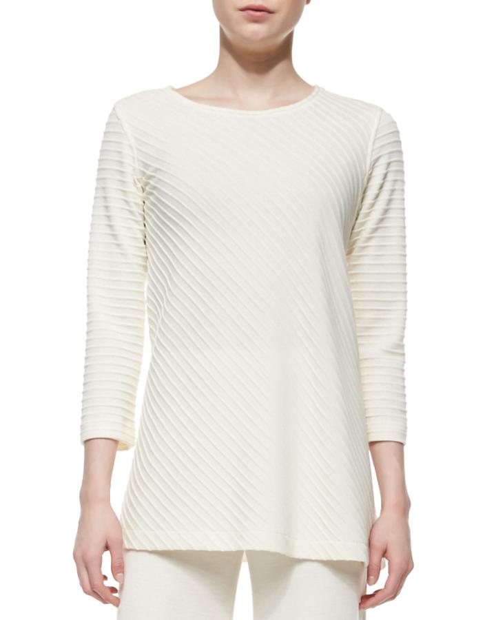 Plus Size Ottoman Knit 3/4-sleeve Tunic