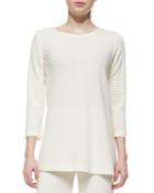Plus Size Ottoman Knit 3/4-sleeve Tunic