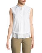 Sleeveless Ruffle-hem Oxford