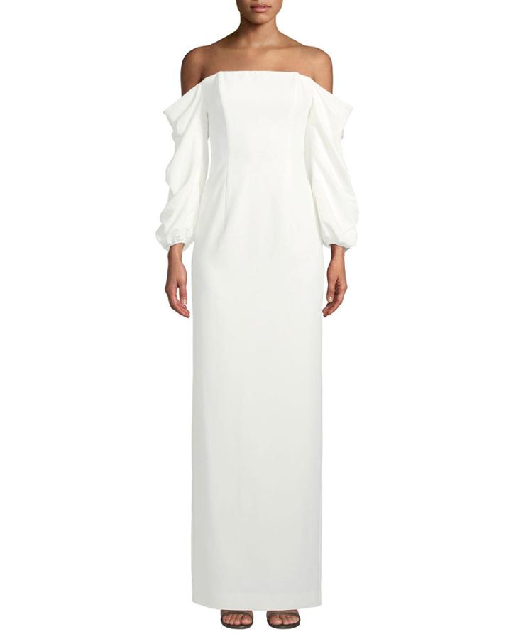 Taraji Off-the-shoulder Ruffle-sleeve Gown