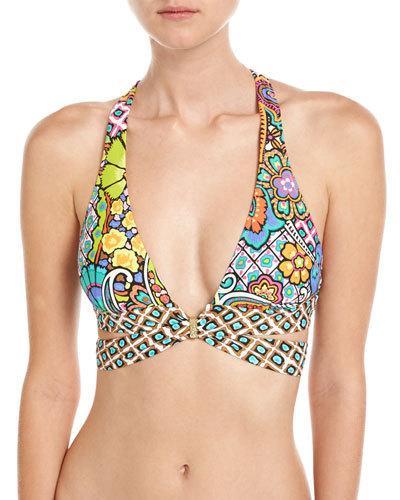 Madagascar T-back Halter Swim Top,