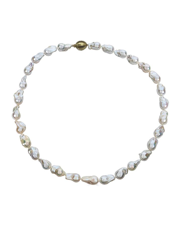 14k Baroque Freshwater Pearl Necklace, White