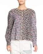 Loris Mixed-print Long-sleeve Cotton Blouse