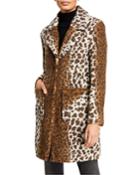 Notch Collar Leopard-print Coat