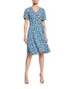 Geometric-print Illusion Wrap Dress