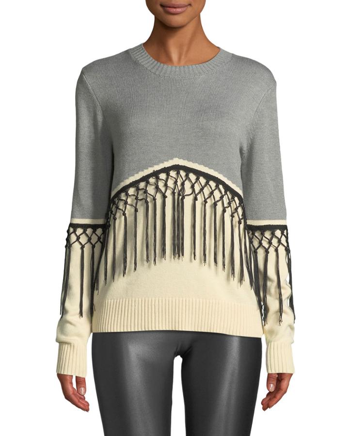 Fringe Colorblock Crewneck