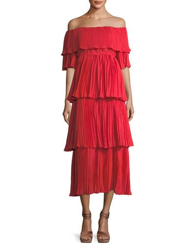 Ellen Pleated Popover Dress