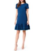 Crepe Tiered Contrast Trim Flounce Dress