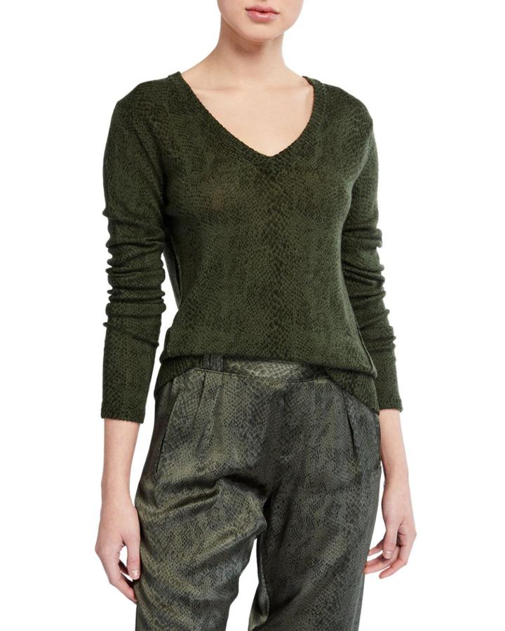 Snake-print V-neck