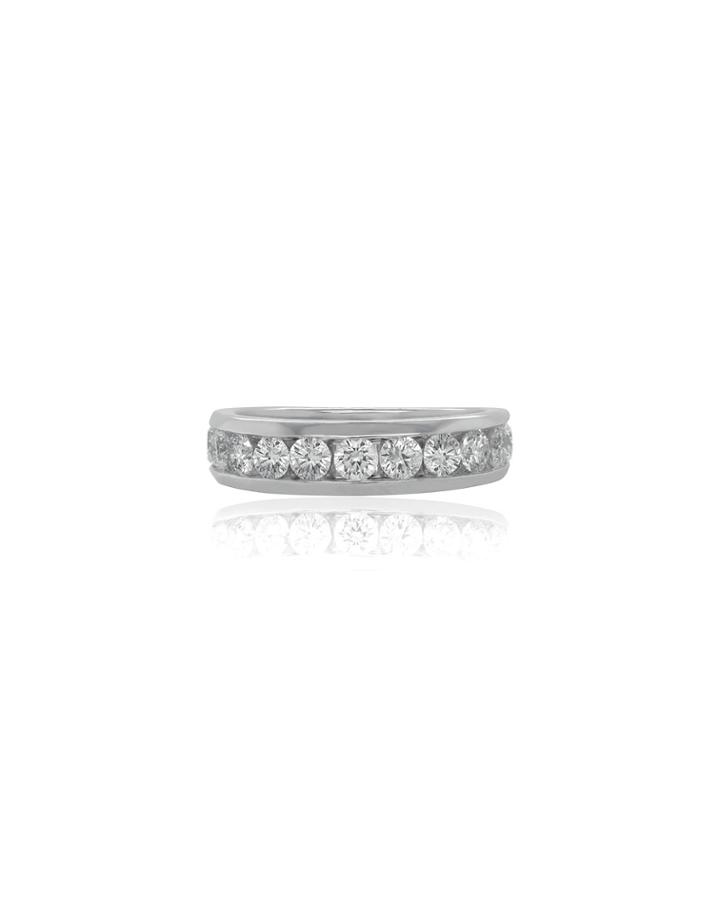 14k White Gold Diamond Channel Ring,