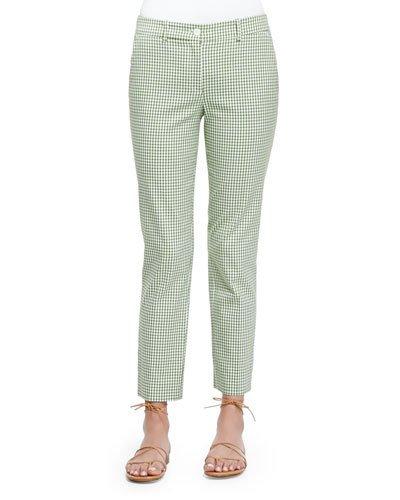 Gingham Check Ankle Pants,