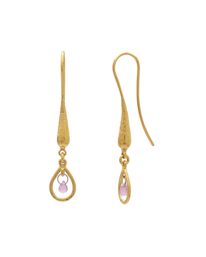 Pink Sapphire Briolette Earrings