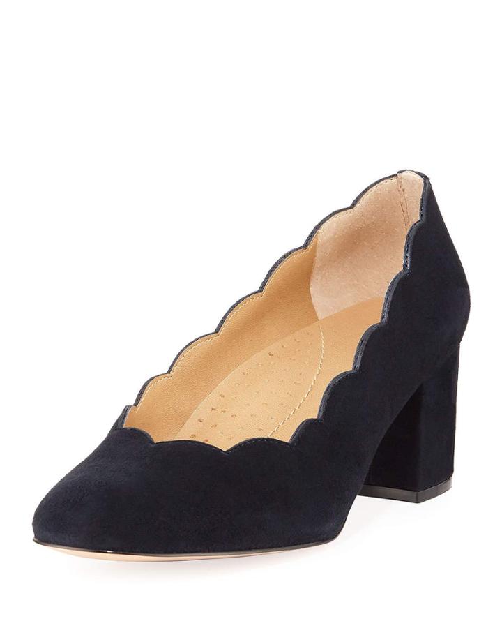 Zolda Scalloped Suede Pumps, Blue