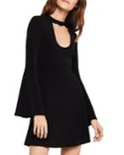 Mock-neck Bell-sleeve Fit-and-flare Dress