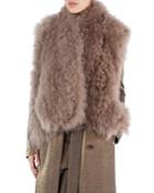 Alpaca Fur A-line Gilet, Camel