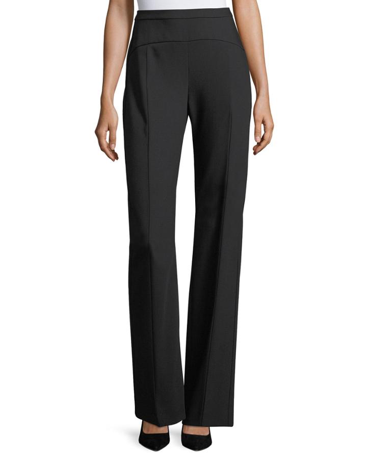 Contour-yoke Virgin Wool Straight-leg Pants