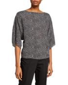 Leopard-print Silk Boat-neck Top