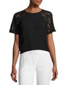 Taza Semisheer Lace Top, Black